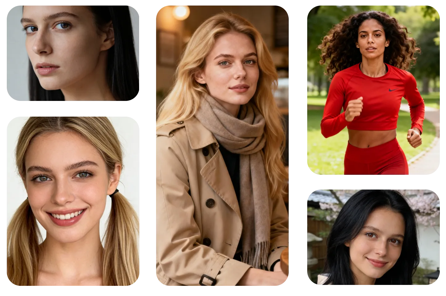 स्टेबल डिफ्यूजन इमेज जनरेटर का उपयोग करके बनाए गए पोर्ट्रेट स्टाइल, जिनमें रियलिस्टिक, लाइफस्टाइल और सिनेमैटिक लुक शामिल हैं।