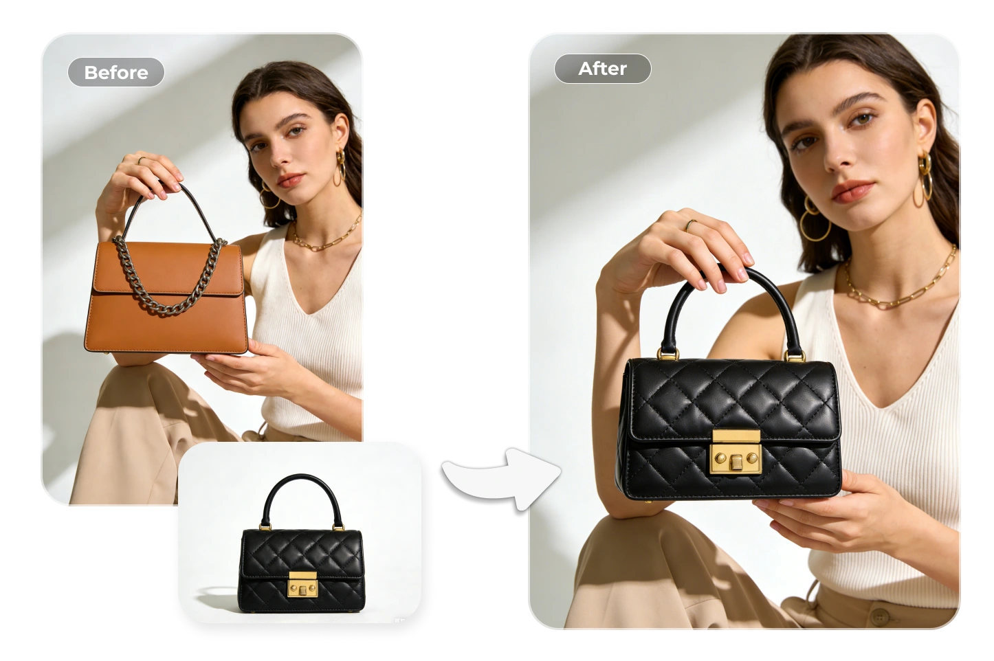 उच्च गुणवत्ता वाले व्यावसायिक दृश्यों के लिए स्टेबल डिफ्यूजन इमेज जनरेटर का उपयोग करके उत्पाद फोटो परिष्करण का उदाहरण