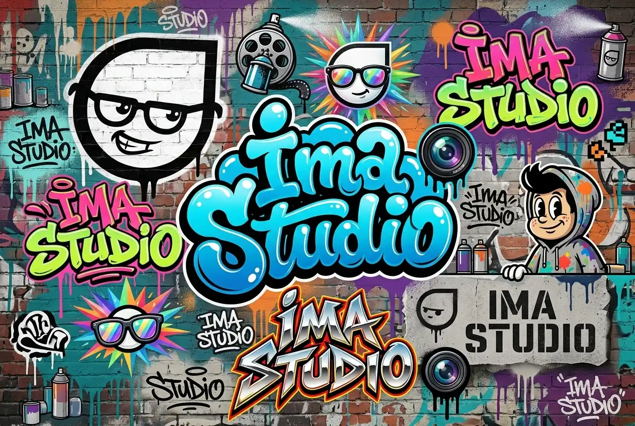 AI graffiti generator examples showing graffiti logos, bubble lettering, and colorful street art styles