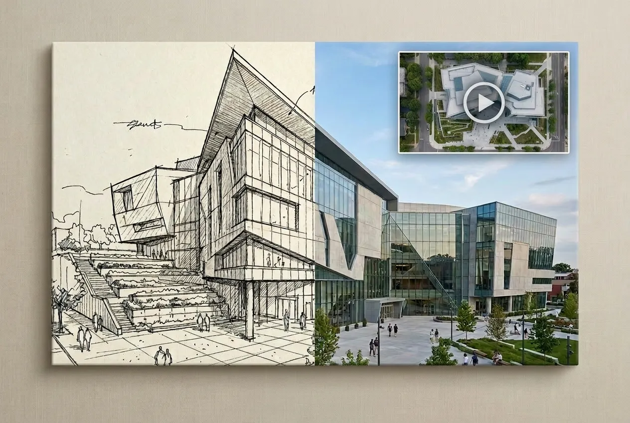 convert sketch to realistic building image using AI sketch generator architecture design transformation