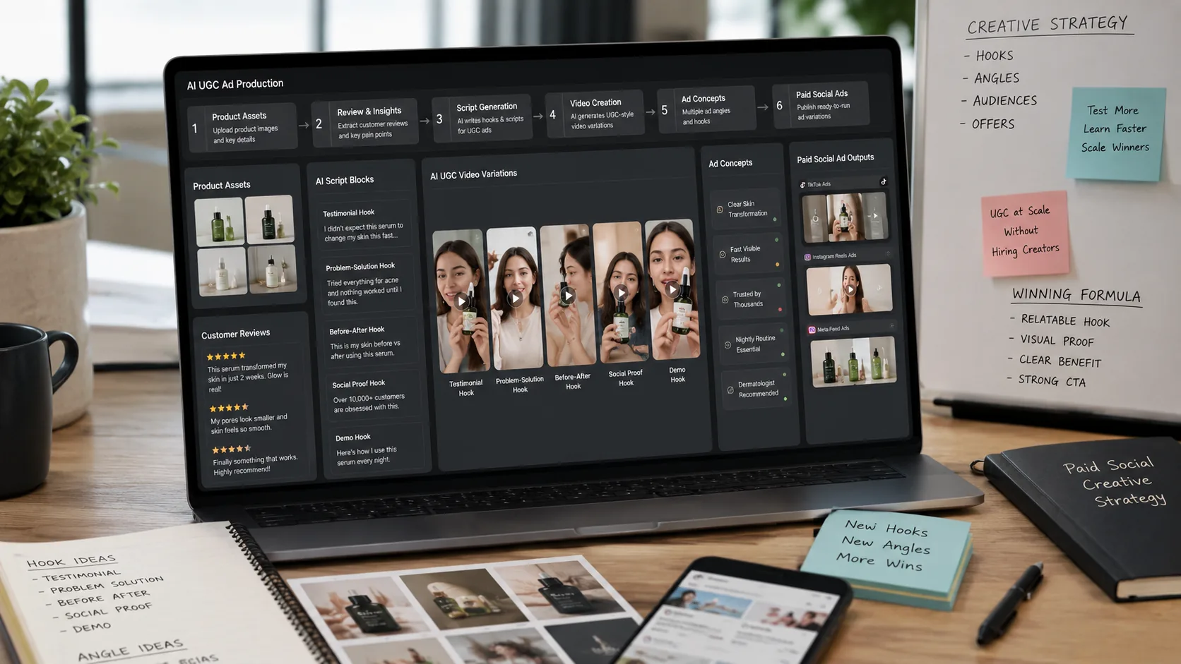 AI UGC creative testing dashboard for ecommerce article