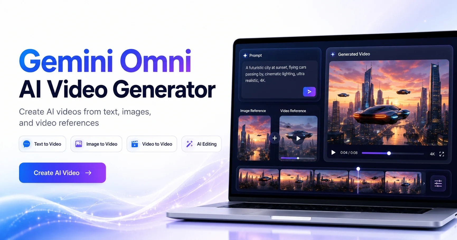 Generador de vídeo Gemini Omni con IA | Crea y edita vídeos con IA