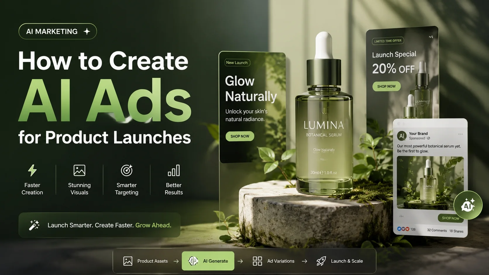 How to create AI ads for product launches with product visuals, ad variations, and ecommerce campaign workflow