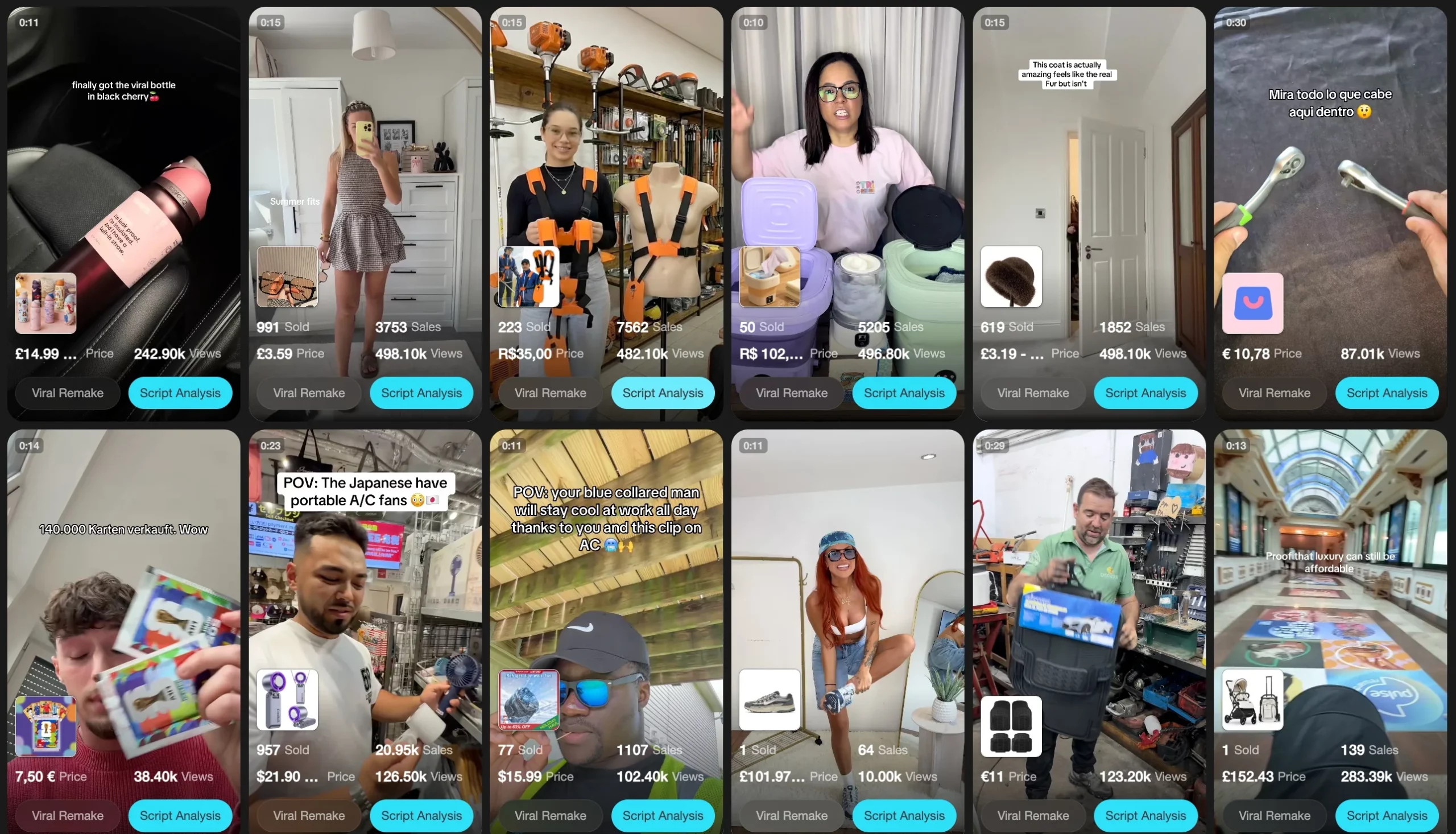 ImaStudio community AI video ad workflows showing viral product videos, script analysis, viral remake, and product-to-video tools