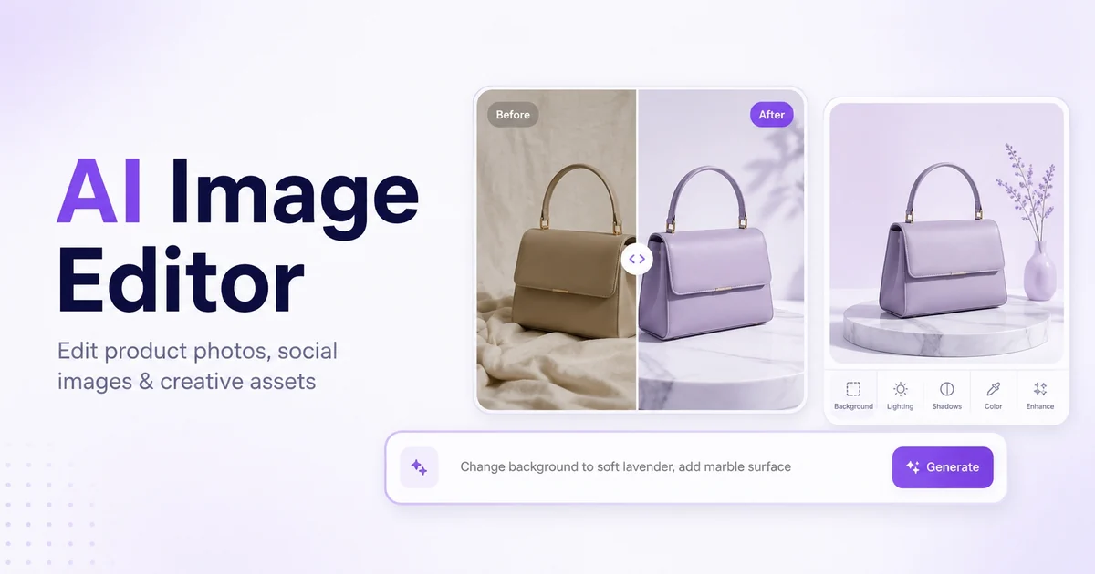 AI Image Editor for editing product photos, social images, and creative assets