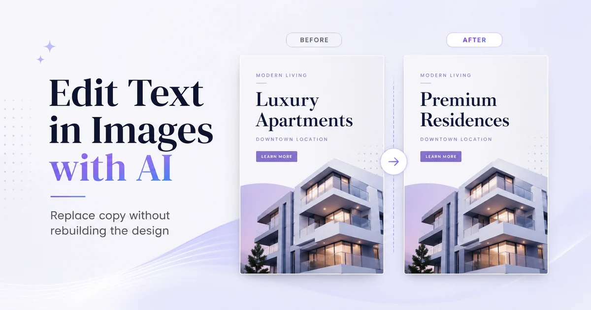Edit Text in Image with AI for replacing copy without rebuilding the design