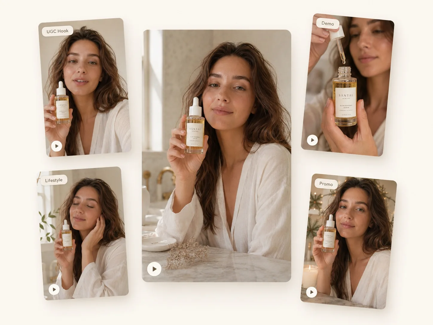 Product-first AI avatar ad concepts for skincare packaging