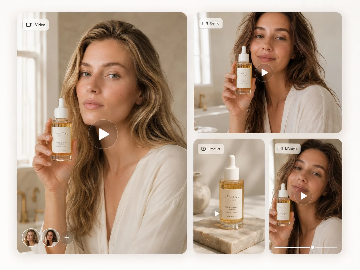 Clean beauty AI avatar spokesperson for a skincare product ad