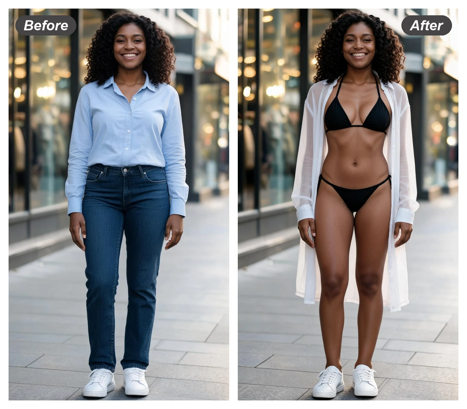 Chicas en bikini con IA para feeds, portadas y sesiones de fotos conceptuales.